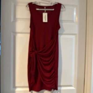 Losyos New Burgundy Faux Wrap Dress Medium